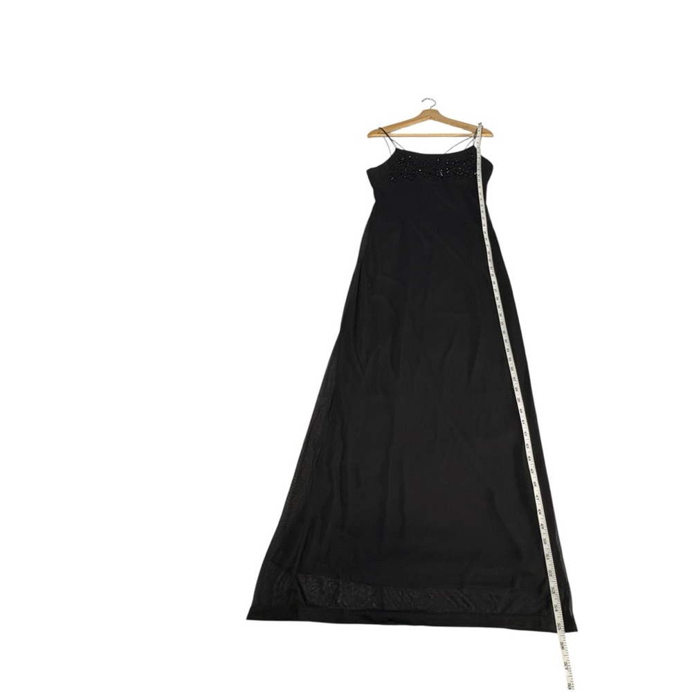 Y2K Byer Too Black Beaded Maxi Dress Womens Large Spaghetti Strap Whimsigoth VTG - Picture 9 of 15